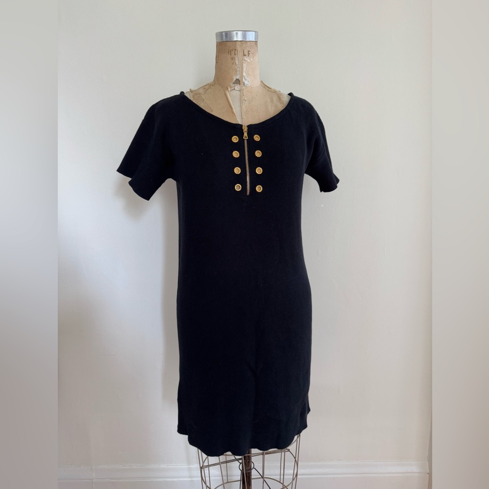 NWOT Prada knit dress black 42 made in Italy gold zipper